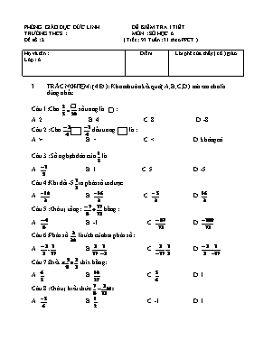 Đề kiểm tra 1 tiết môn Số học 6 - Đề số 2 (tiết 93)